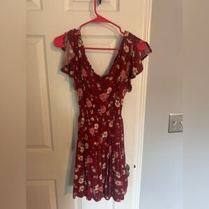 Emerald Sundae Burgundy Floral Midi Dress